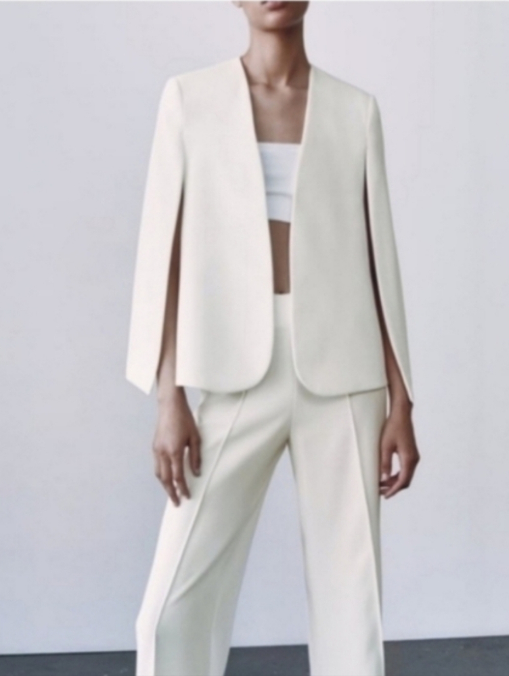 ZARA CAPE BLAZER WHITE SIZE L - Picture 11 of 15